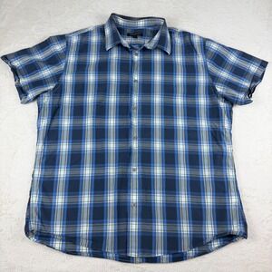 Banana Republic Mens XL Blue Green Plaid Short Sleeve Button Down Shirt